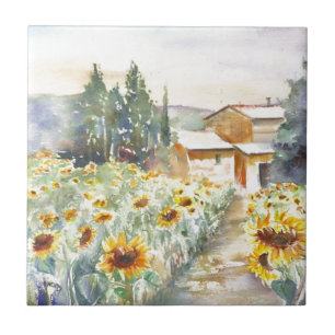 Sunblommor i Provence Kakelplatta