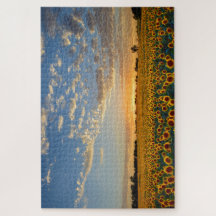 Sunblommor i Sunset Jigszle Puzzle