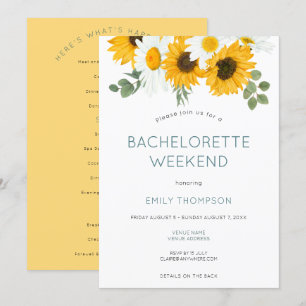 Sunblommor Itinerary Bachelorette Party Helg Inbjudningar