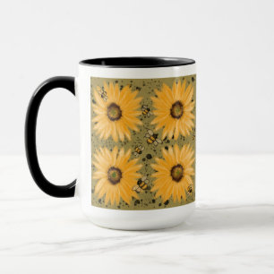 Sunblommor och bin mugg