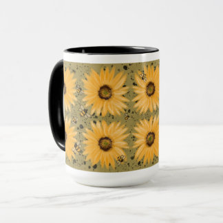 Sunblommor och bin mugg