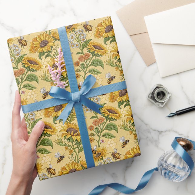 Sunblommor och bin presentpapper (Gifting)