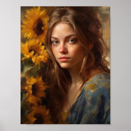 Sunblommor och en Blonde Woman Poster