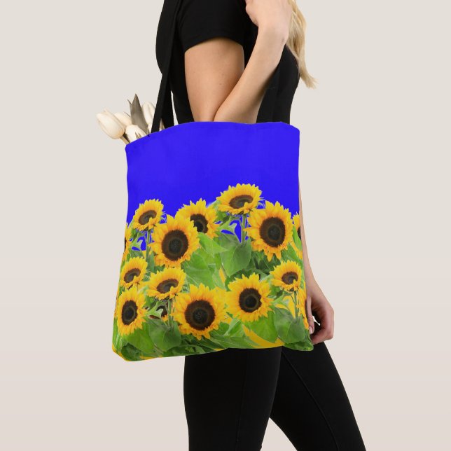 Sunblommor Tote Bag Ukrainska Flagga Freedom Tygkasse (Närbild)