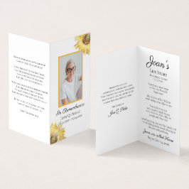 Sunblommor Watercolor Funeral Memorial Prayer Visitkort