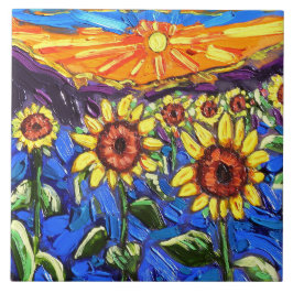 Sunblommorna vid Sunset Tile Kakelplatta