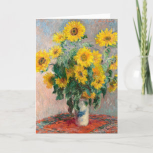 Sunblommornas Bouquet av Monet Impressionist Kort