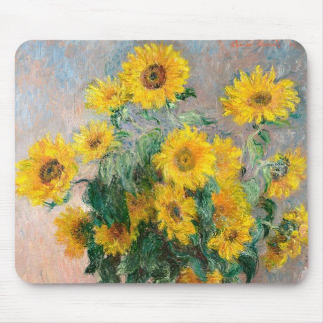 Sunblommornas Bouquet av Monet Impressionist Musmatta (Framsidan)