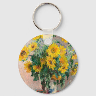 Sunblommornas Bouquet av Monet Impressionist Nyckelring