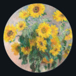 Sunblommornas Bouquet av Monet Impressionist Runt Klistermärke<br><div class="desc">Klassiska mästerverk - Monets Impressionist Painting Series - Bouquet of Sunblommor</div>