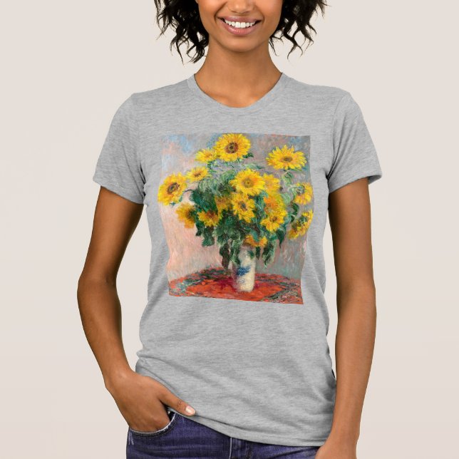 Sunblommornas Bouquet av Monet Impressionist T Shirt (Framsida)