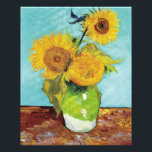 SunblommVincent van Gogh Fototryck<br><div class="desc">Solblommor (1888) Vincent van Gogh. Livet är fortfarande blått. En ljus bukett av solrosblommor står i vas. Reproduktion av berömd av konstverk bilder på det offentliga området.</div>