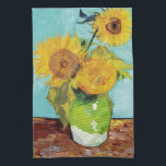 SunblommVincent van Gogh Kökshandduk<br><div class="desc">Solblommor (1888) Vincent van Gogh. Livet är fortfarande blått. En ljus bukett av solrosblommor står i vas. Reproduktion av berömd av konstverk bilder på det offentliga området.</div>