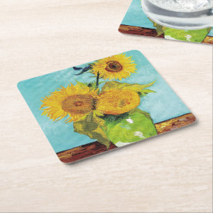 SunblommVincent van Gogh Underlägg Papper Kvadrat