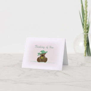 Sunbonnet Nalle Thinking You Card Kort
