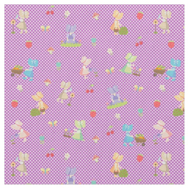 Sunbonnet Sue  om Bias Violet Gingham Tyg (Närbild)