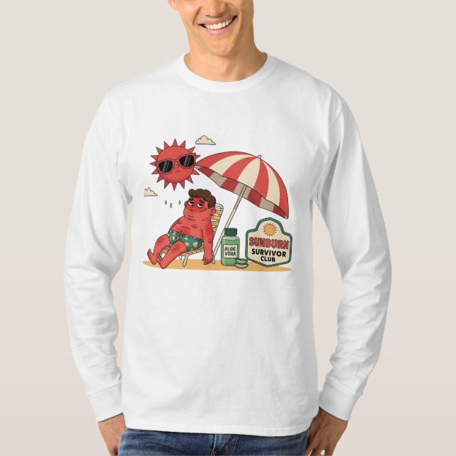 Sunburn Survivor Club Funny Beach Art T Shirt (Framsida)