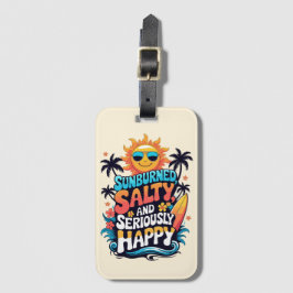 Sunburned Salty and Happy – Retro Beach Vibes Bagagebricka