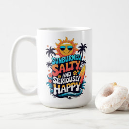 Sunburned Salty and Happy – Retro Beach Vibes Kaffemugg