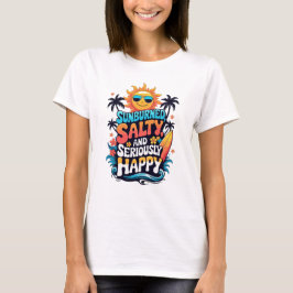 Sunburned Salty and Happy – Retro Beach Vibes T Shirt