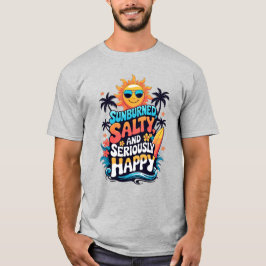 Sunburned Salty and Happy – Retro Beach Vibes T Shirt