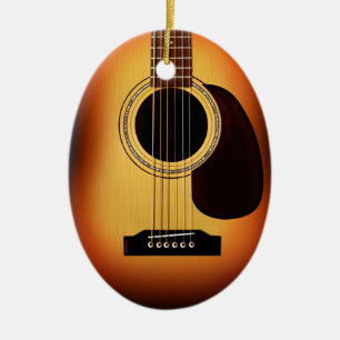 Sunburst Acoustic Guitar Julgransprydnad Keramik