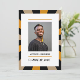 Sunburst | Black Guld Orange Photo Studenten Inbjudningar