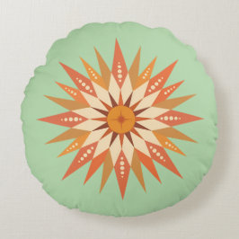 Sunburst Boho Round Pillow Rund Kudde