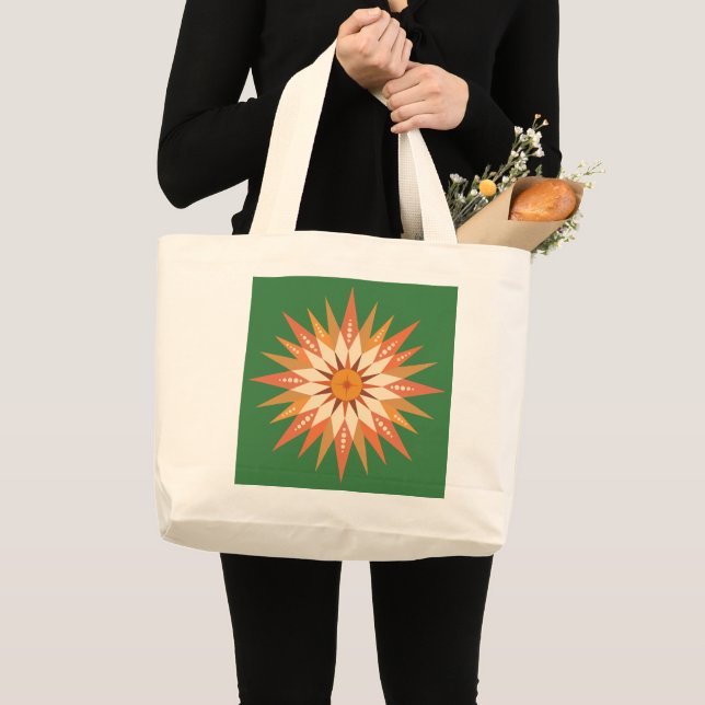 Sunburst Boho Tote Bag Jumbo Tygkasse (Framsida (produkt))