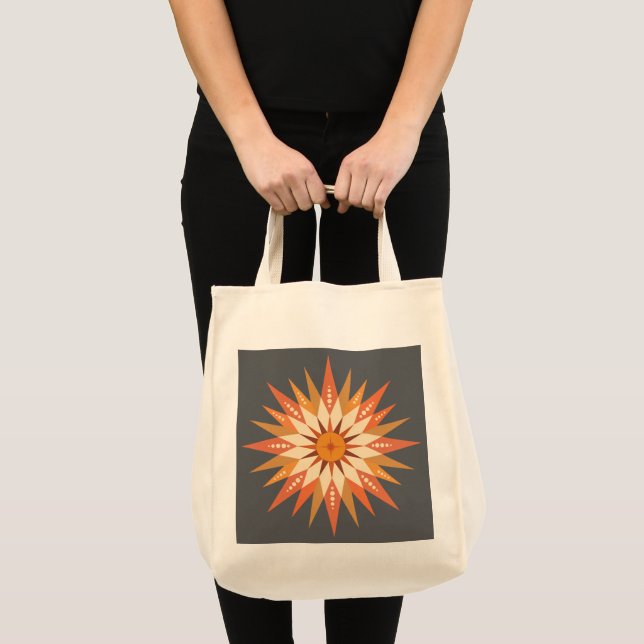 Sunburst Boho Tote Bag Tygkasse (Framsida (produkt))