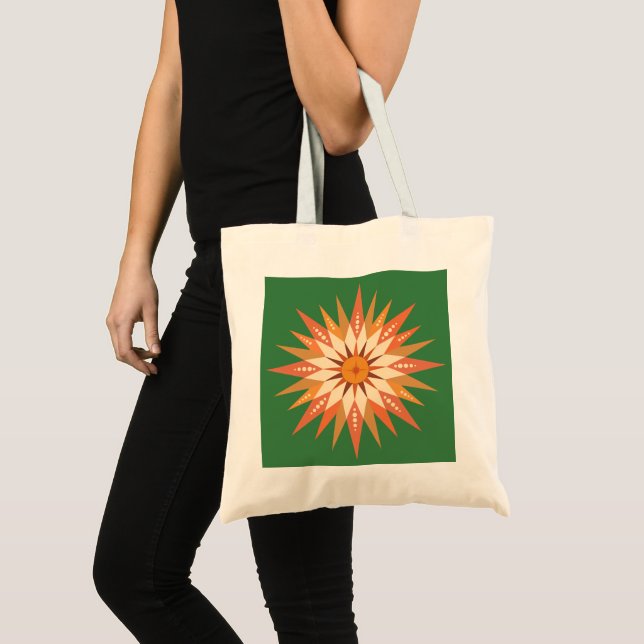 Sunburst Boho Tote Bag Tygkasse (Framsida (produkt))