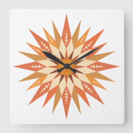 Sunburst Boho Wall Clock Fyrkantig Klocka