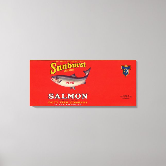 Sunburst Brand Salmon Label Canvastryck (Framsida)