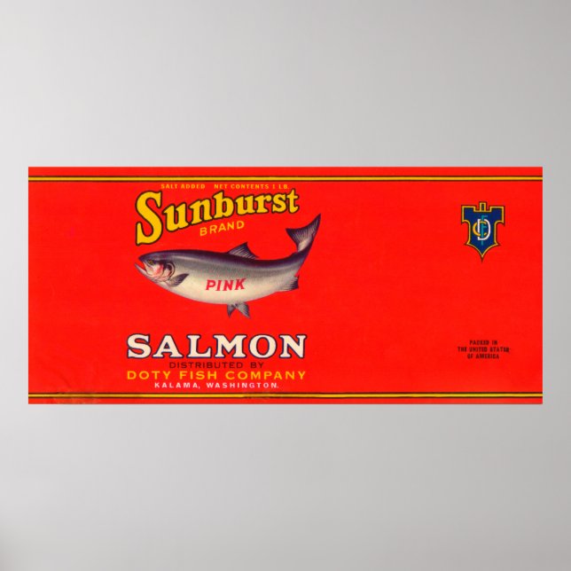 Sunburst Brand Salmon Label Poster (Framsidan)