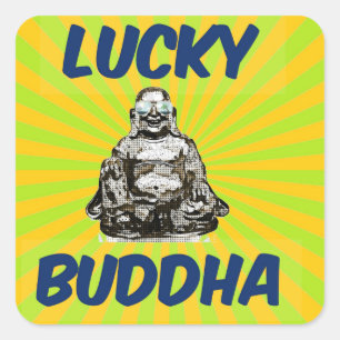 SunBurst Buddha Fyrkantigt Klistermärke