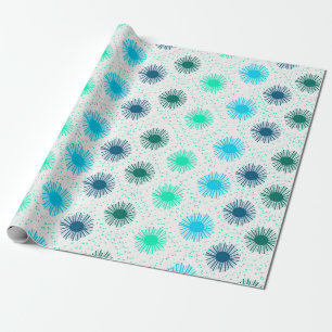 Sunburst-design i blå skuggor presentpapper