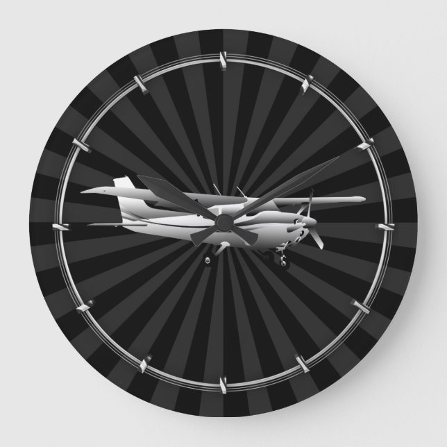 Sunburst för flygplanklassikerCessna Silhouette Stor Klocka (Framsida)
