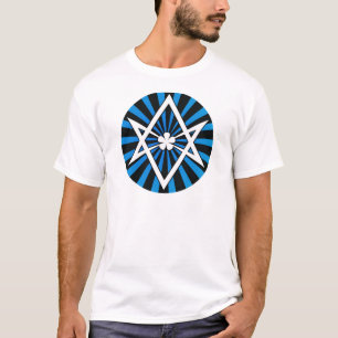 Sunburst för Thelema Unicursal Hexagramblått Tee