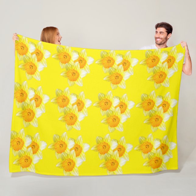 Sunburst Golden Daffodils, Lge Fleece Blanket (På plats)