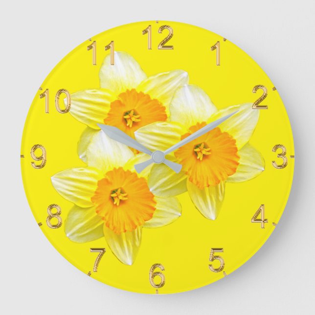 Sunburst Golden Daffodils, Lge Wall Clock Stor Klocka (Framsida)