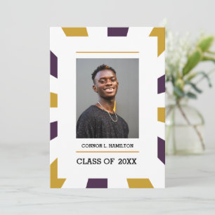 Sunburst Graphie White guld Photo Studenten Inbjudningar
