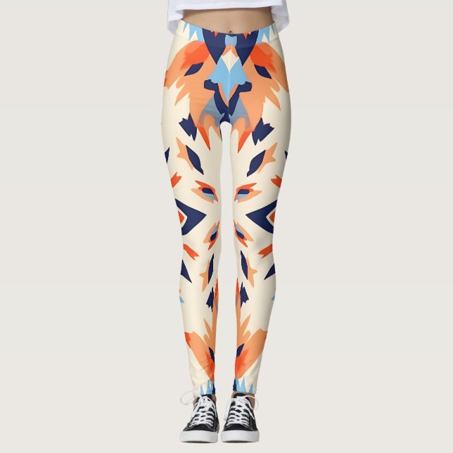 Sunburst Ikat Mönster Leggings (Framsida)