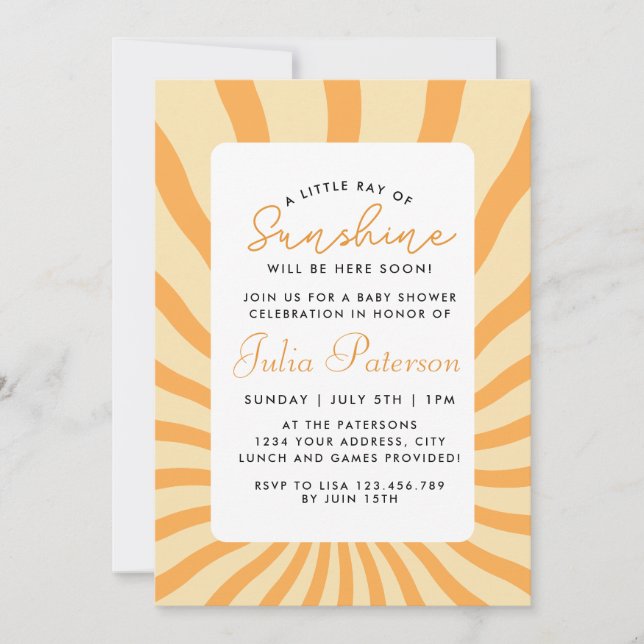 Sunburst Little Ray of Sunshine Baby Shower (Framsida)