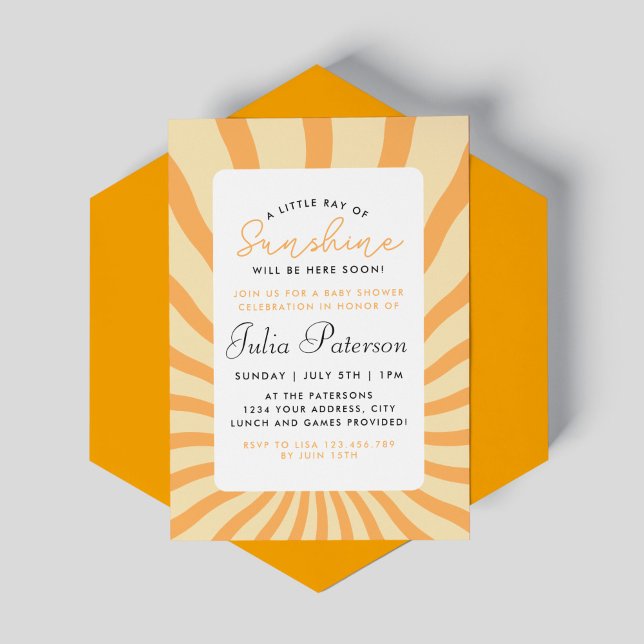 Sunburst Little Ray of Sunshine Baby Shower Inbjudningar (Skapare uppladdad)