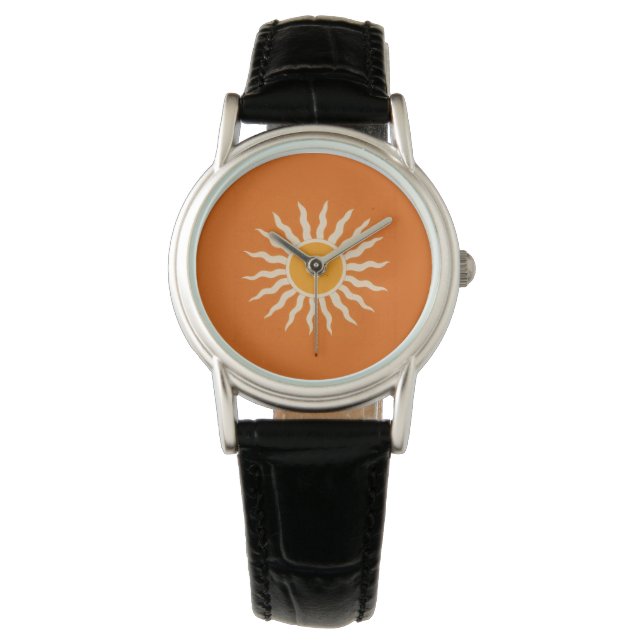 Sunburst Minimalist Terracotta Orange Watch Armbandsur (Framsida)