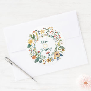 Sunburst och Blommönster Litha Runt Klistermärke