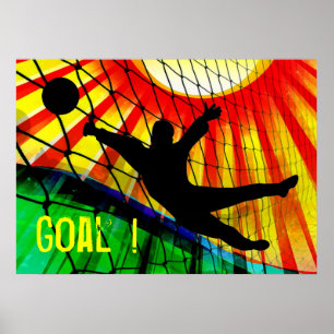 Sunburst och Net Soccer Goalie Poster