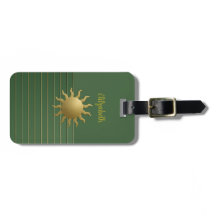 Sunburst on Grönt Luggage Tag