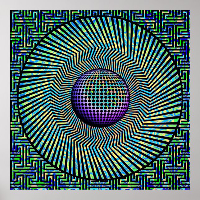 Sunburst Op Art Lila Poster (Framsidan)