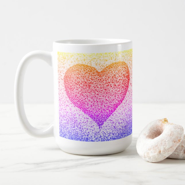 Sunburst Pointillism Heart Coffee Mugg (Med munk)